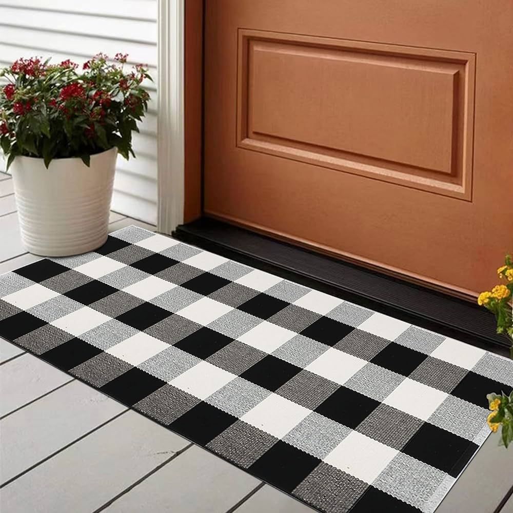Homcomoda Doormats for Entrance Way Outdoors/Indoor Cotton Plaid Checkered Door Mat Hand Made Bra... | Amazon (CA)