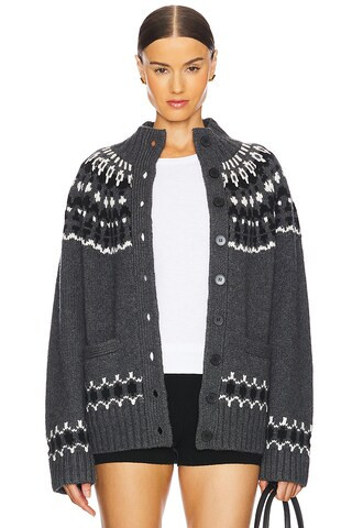 EAVES Jen Fair Isle Cardigan in Charcoal Multi from Revolve.com | Revolve Clothing (Global)