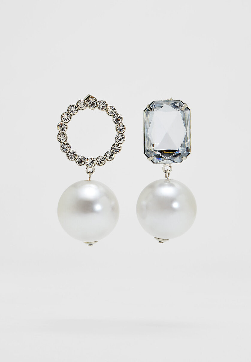 Unregelmäßige Ohrringe mit Schmuckstein - Modeschmuck für Damen | Stradivarius Deutschland | Stradivarius DE