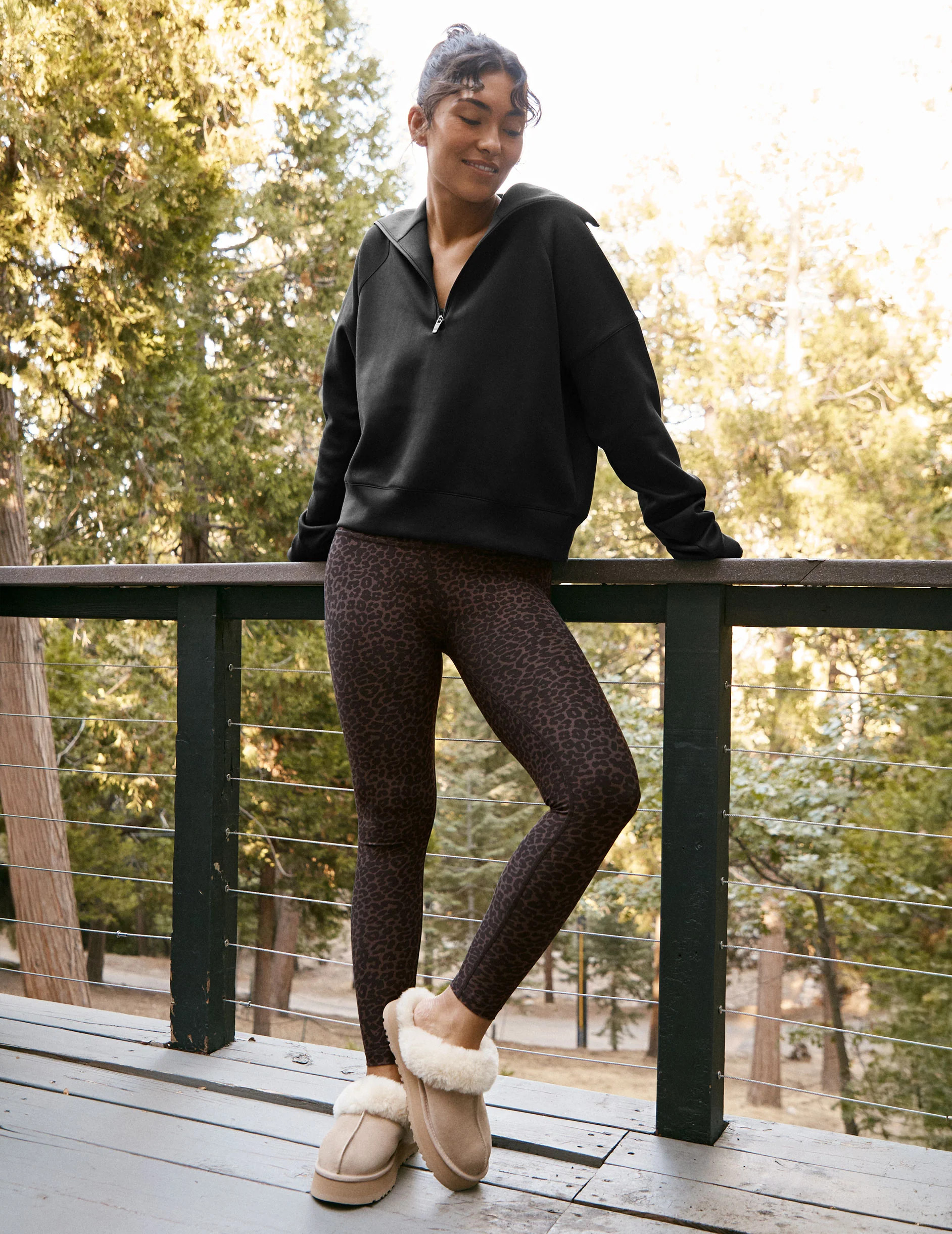 Espresso Leopard SoftMark High Waisted Midi Legging | Beyond Yoga | Beyond Yoga
