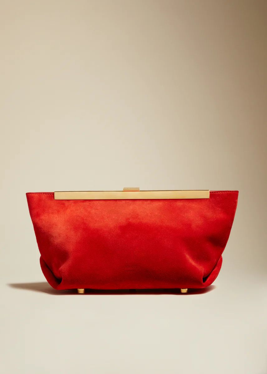 The Aimee Clutch in Scarlet Suede | Khaite
