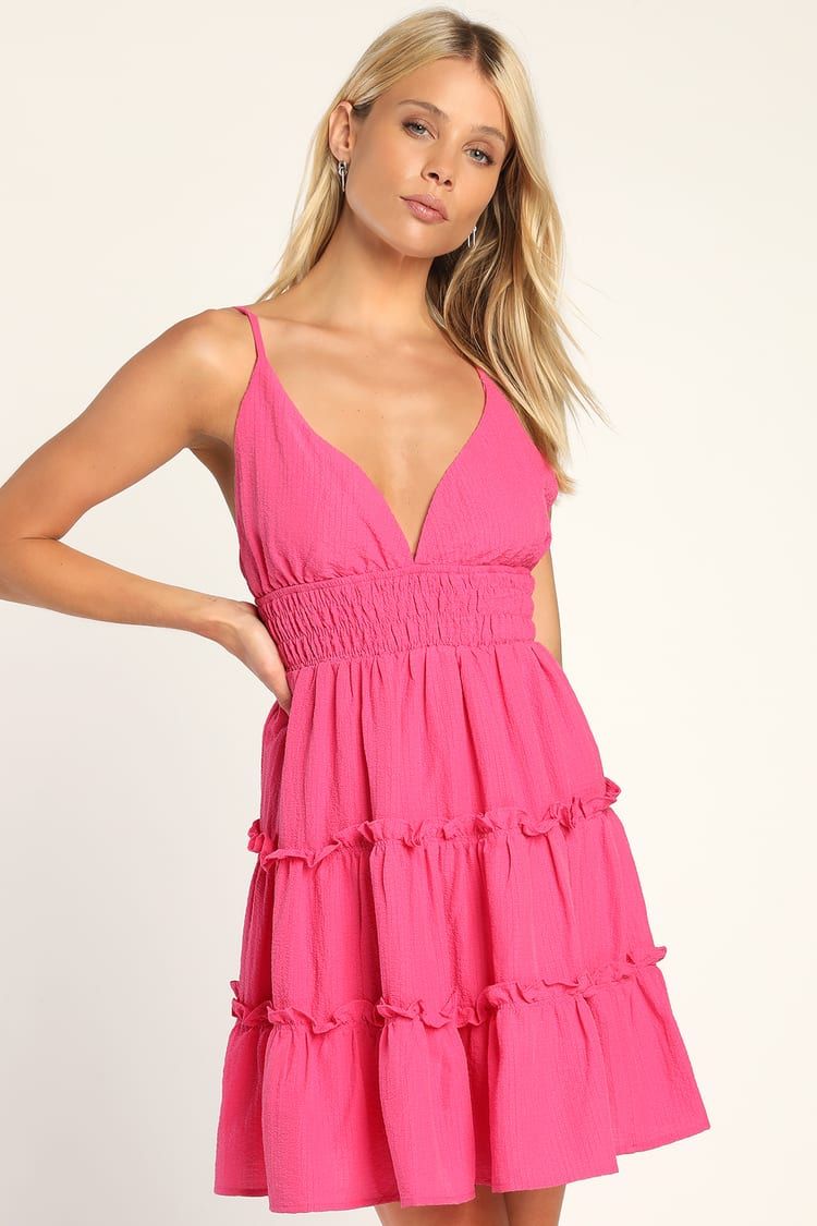 Tier to Play Pink Tiered Smocked Mini Dress | Lulus (US)