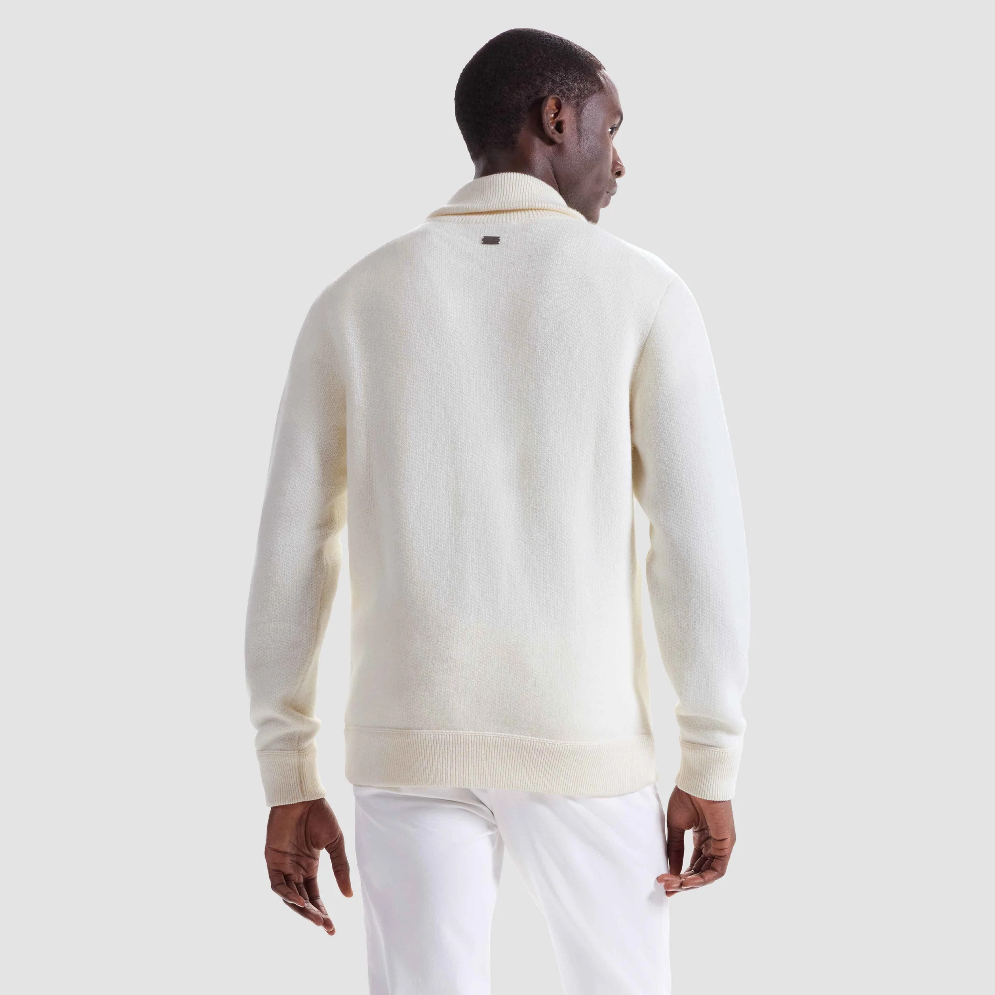 Melange Herringbone Full Zip Sweater | Bugatchi
