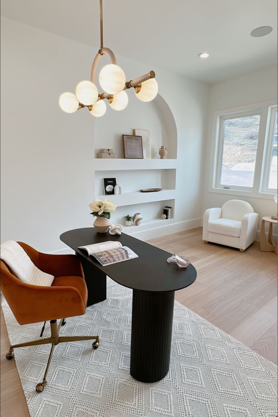 Home office, desk, office chair, accent chairs, lighting, decor, built in, styling, home staging 

#LTKstyletip #LTKsalealert #LTKhome