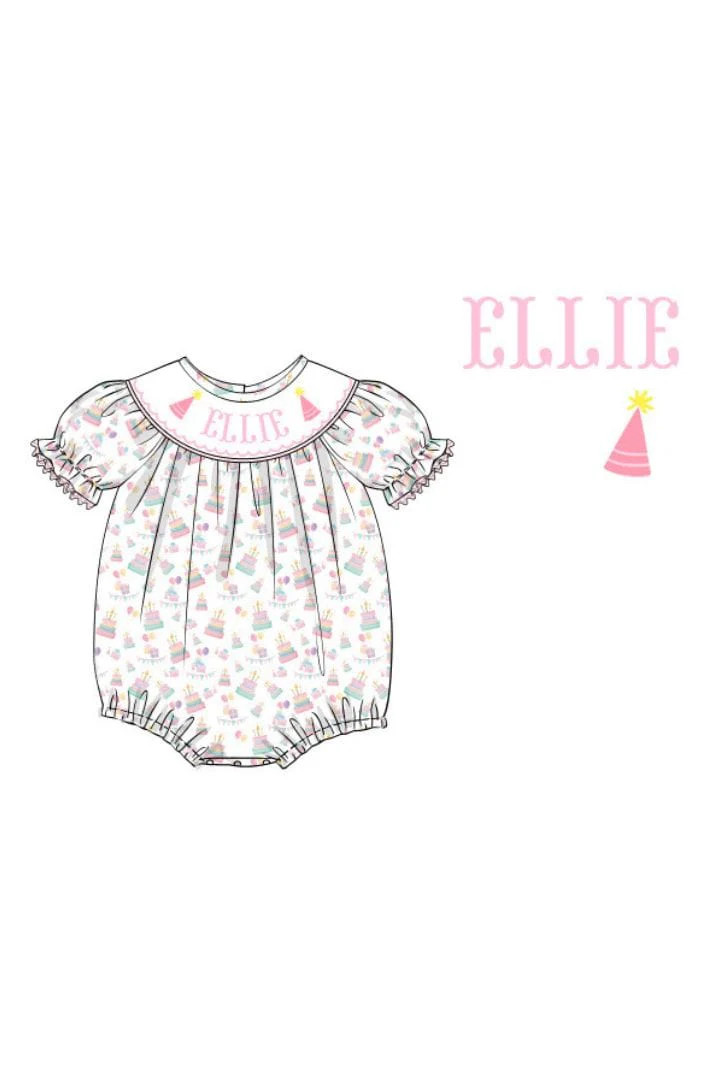 Pre-Order Hand Smocked Custom Name Birthday Bubble | The Smocked Flamingo