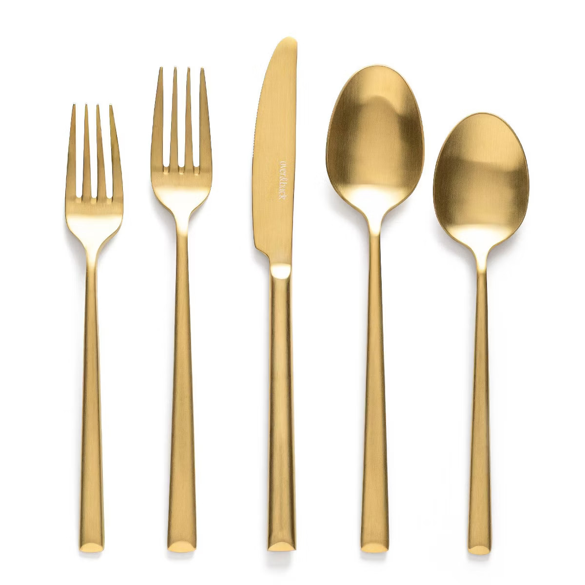 over&back 20pc Modern Flatware Set Matte Gold: 18/8 Stainless Steel, Service for 4, Dishwasher-Sa... | Target