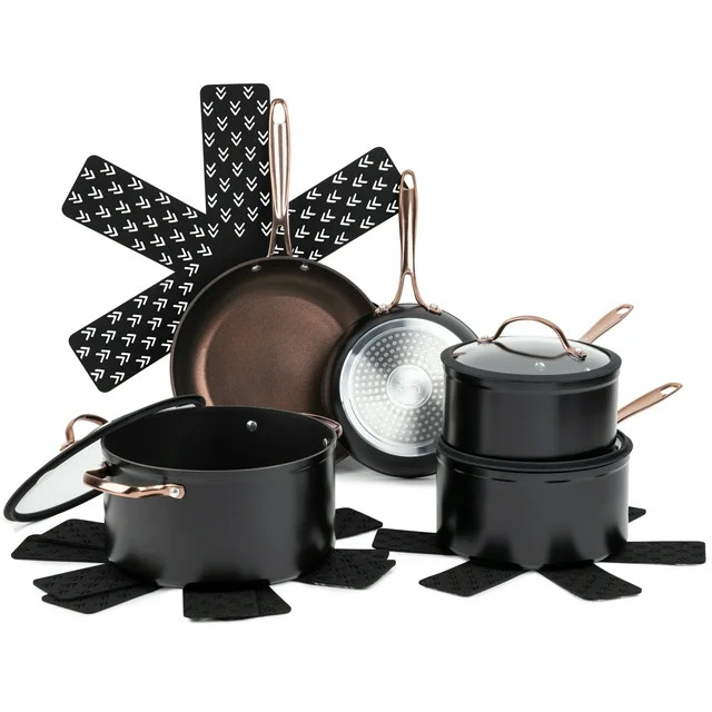 Thyme & Table Non-Stick 12-Piece Signature Cookware Set, Rose Gold | Walmart (US)