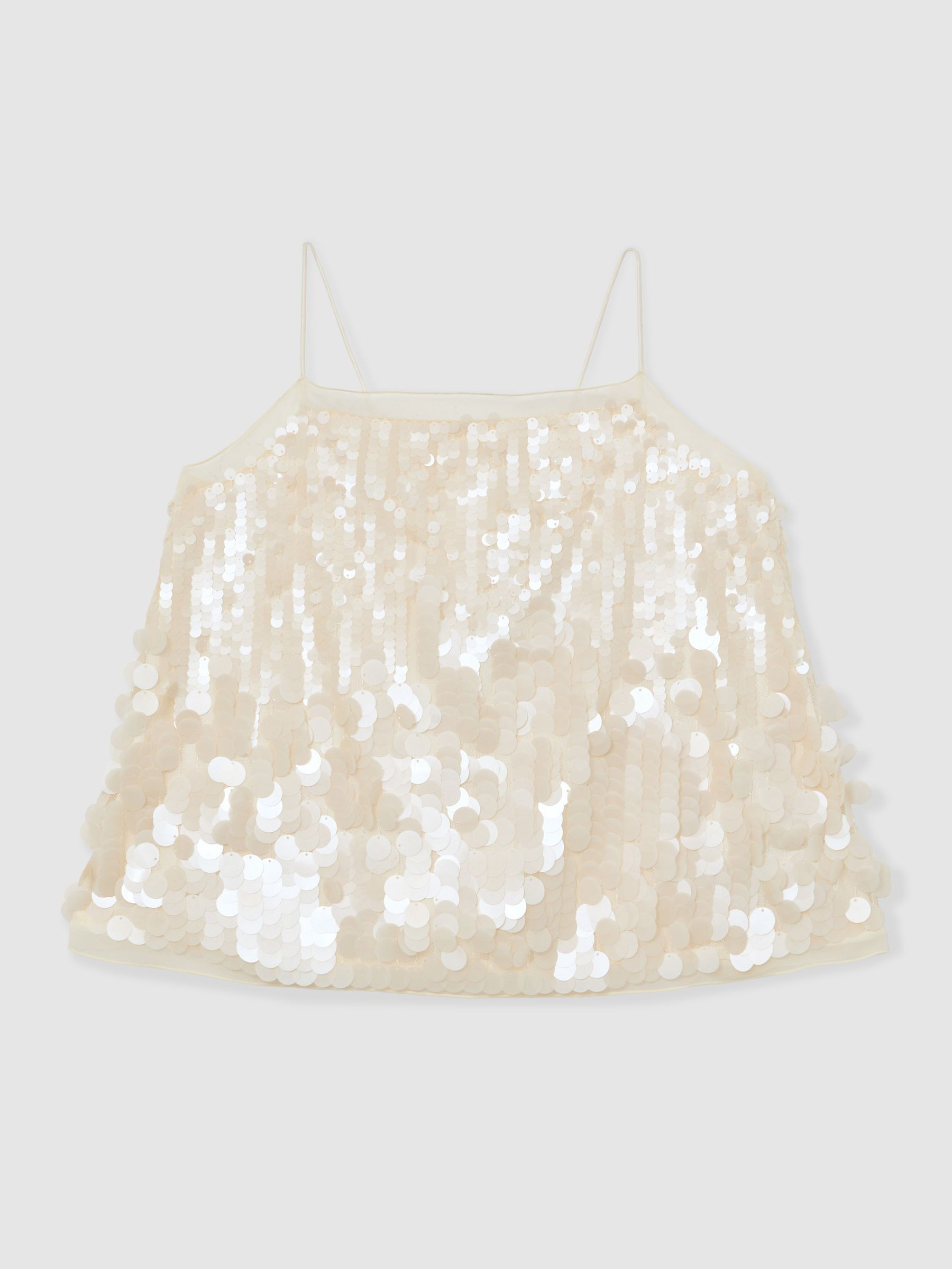 Sequin Cami Top in Cream | Reiss UK