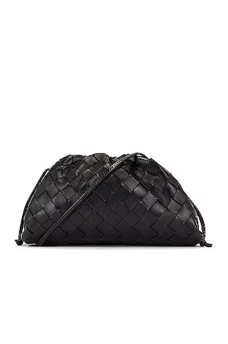 Bottega Veneta Mini Pouch Crossbody Bag in Black & Silver | FWRD | FWRD 