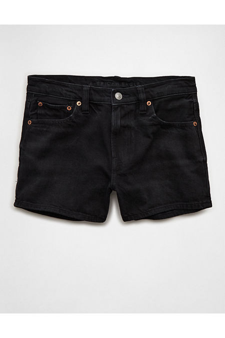 AE Strigid Curvy Super High-Waisted Relaxed Denim Utility Short Women's Black 00 | American Eagle Outfitters (US & CA)