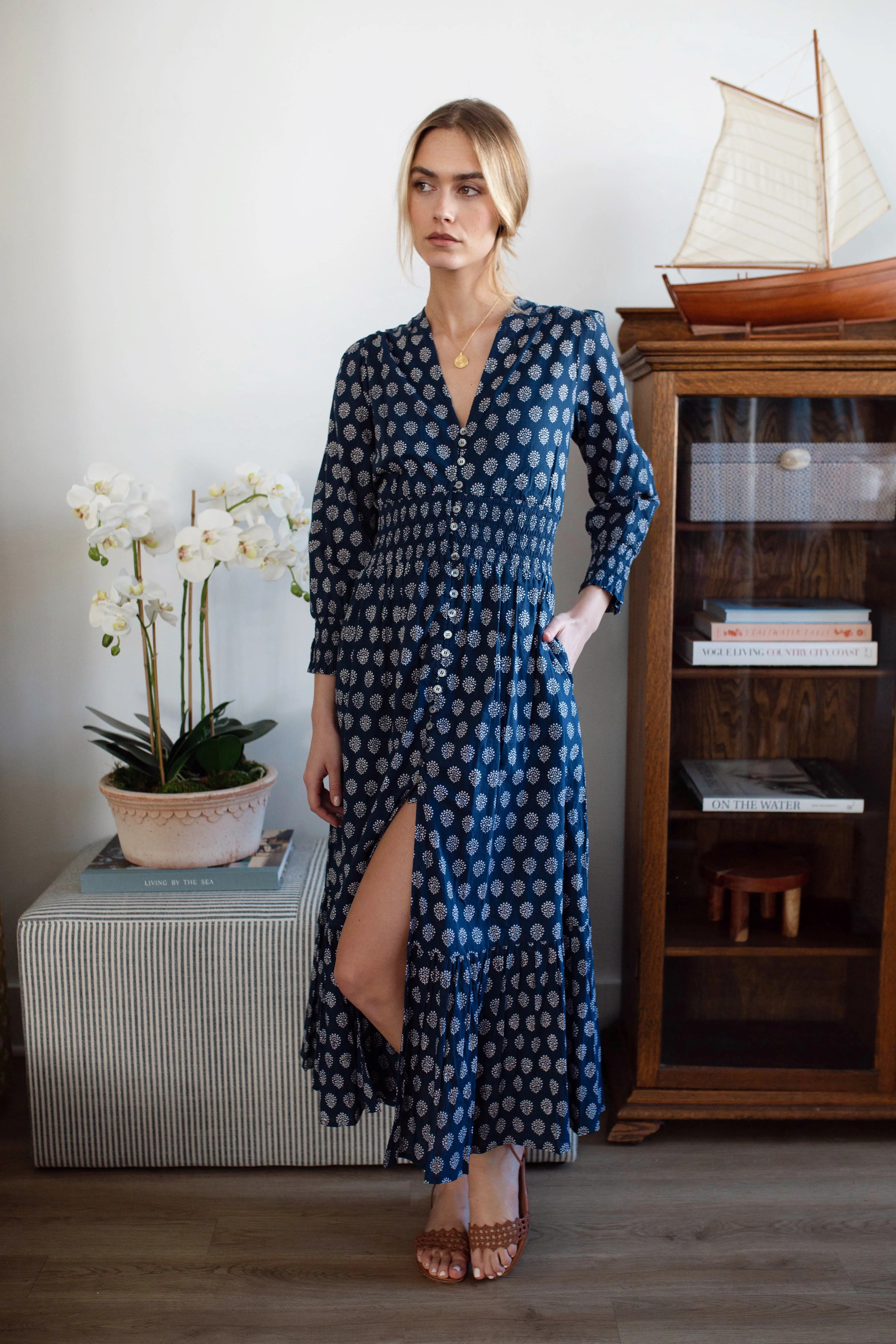 Francesca Dress - Navy Mini Meadow | Marea