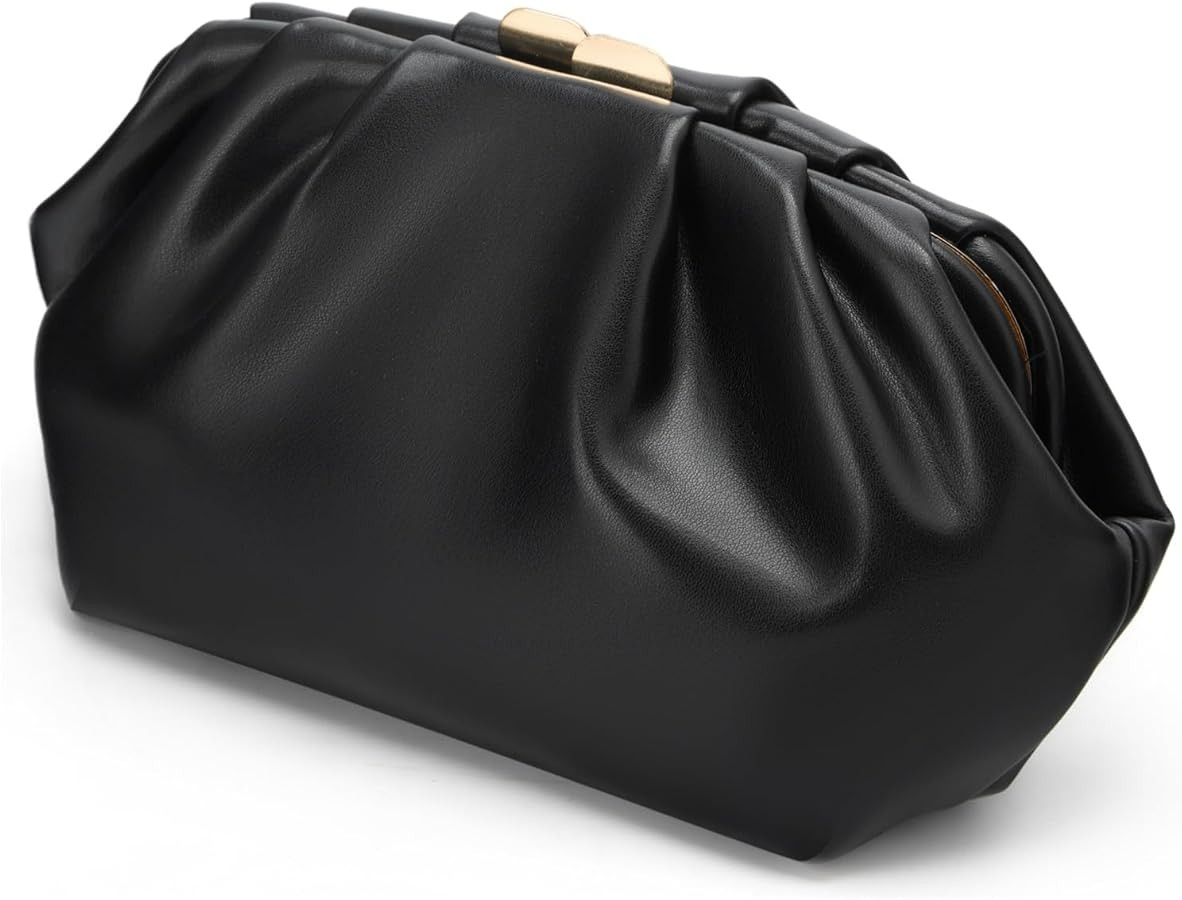 DETARA Elegant Pleated Vegan Leather Clutch Purse for Women Soft PU Wedding Evening Bag with Deta... | Amazon (US)