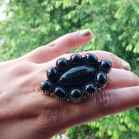 Black Onyx Ring, Halloween Onyx Ring, 925 Sterling Silver Natural Large Ring, Birthstone Ring, Boho Rings Cluster Ring Gift Her | Etsy (US)