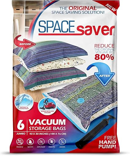 Spacesaver Premium Vacuum Storage Bags. 80% More Storage! Hand-Pump for Travel! Double-Zip Seal a... | Amazon (US)