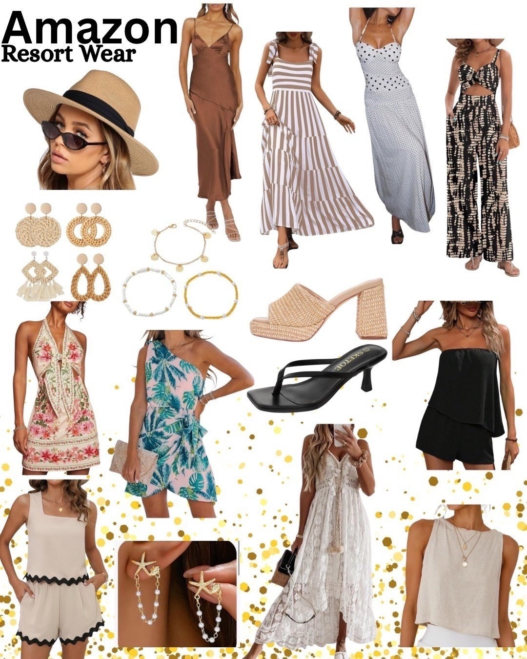 Beach resort outfit. Beach vacation style. Sandals. Beach coverup. Rattan. Straw. Beach party. Tropical vacation. Swimwear. Amazon fashion 



#LTKTravel #LTKHoliday #LTKFindsUnder50