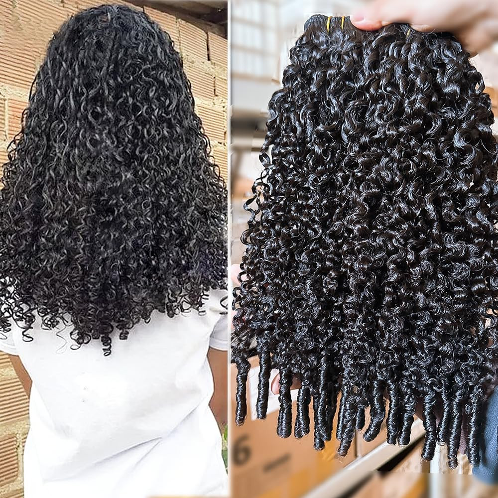 Burmese Curly Clip in Hair Extensions Human Hair 3C4A Lace Clip in Human Hair Extensions 2 Pack 2... | Amazon (US)