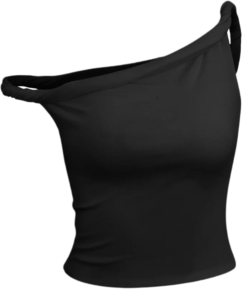 Asymmetrical Tops for Women Double-Layer Twist Strap Off Shoulder Tanks Y2K Tops Summer Going Out... | Amazon (US)