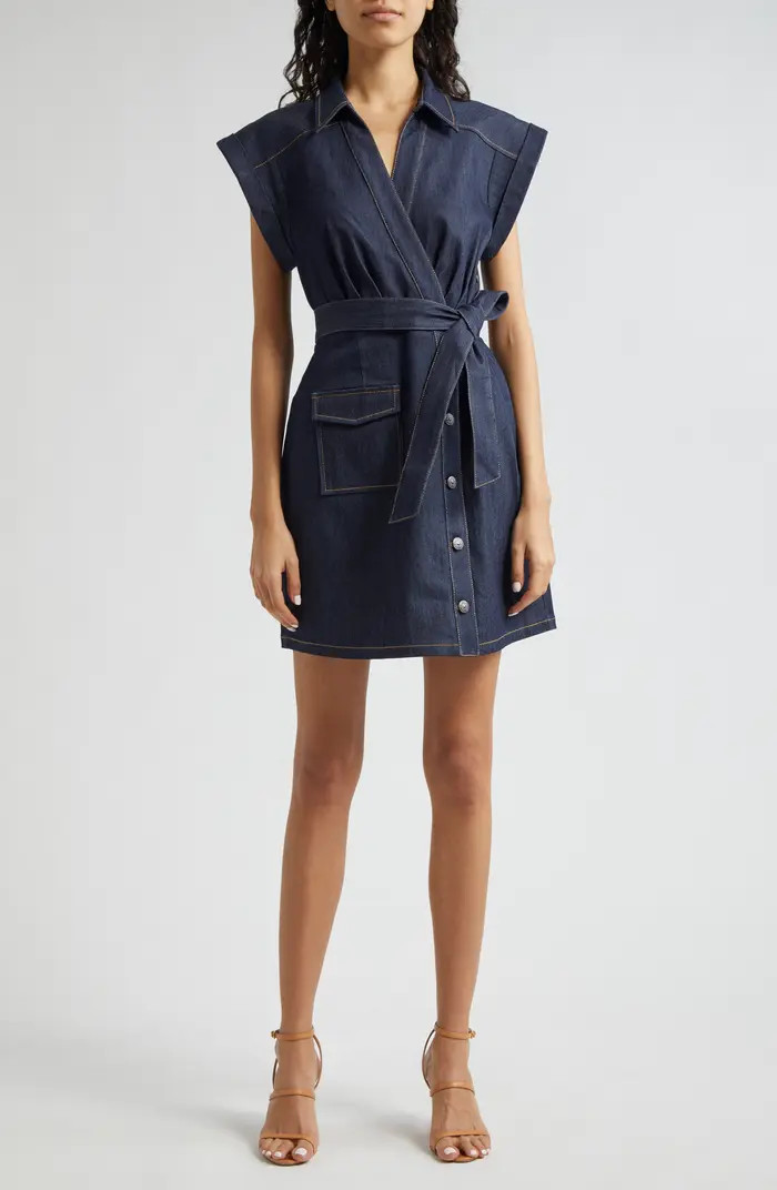 Tena Tie Waist Denim Minidress | Nordstrom
