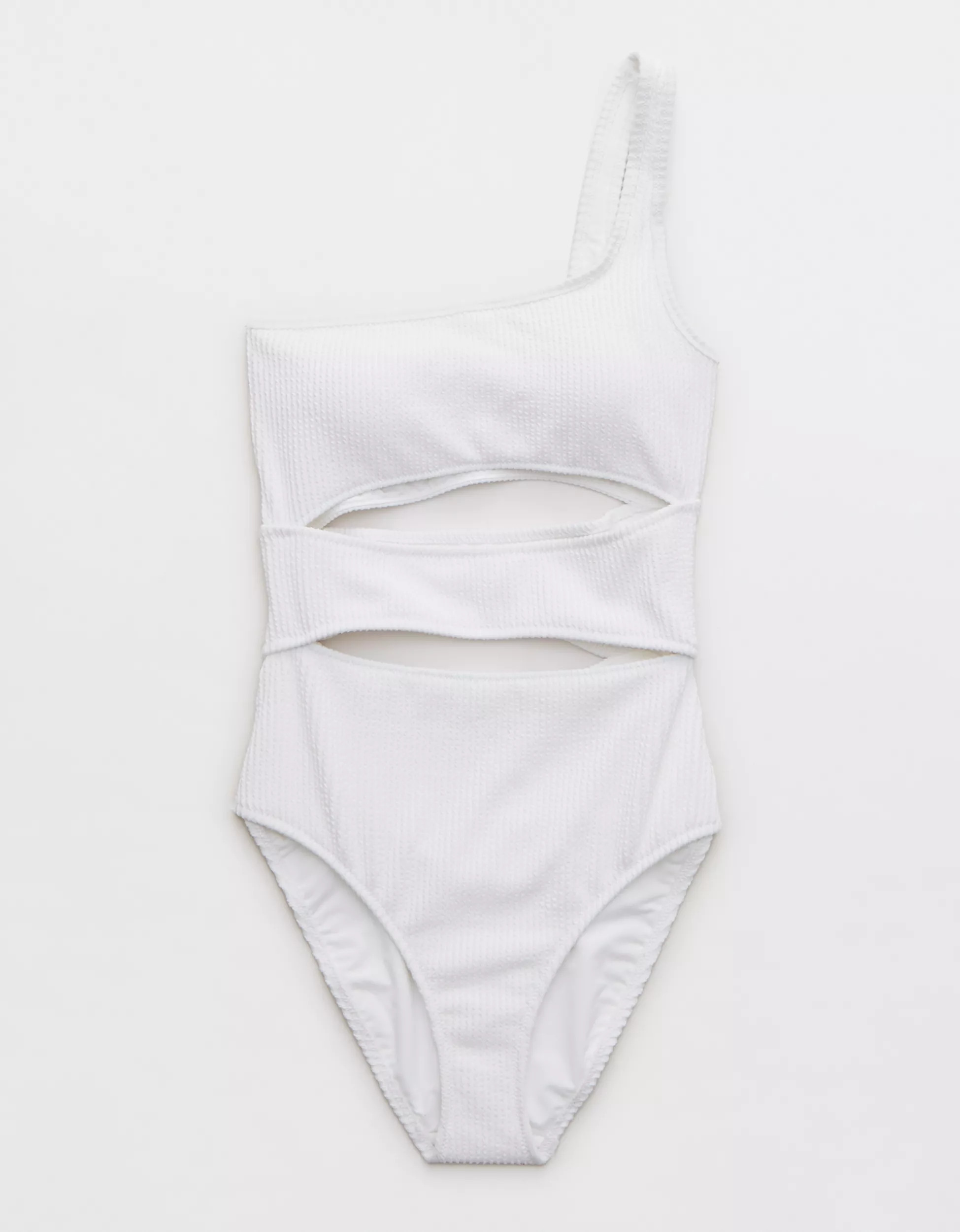Aerie Crinkle Cut Out One Shoulder One Piece Swimsuit | Aerie