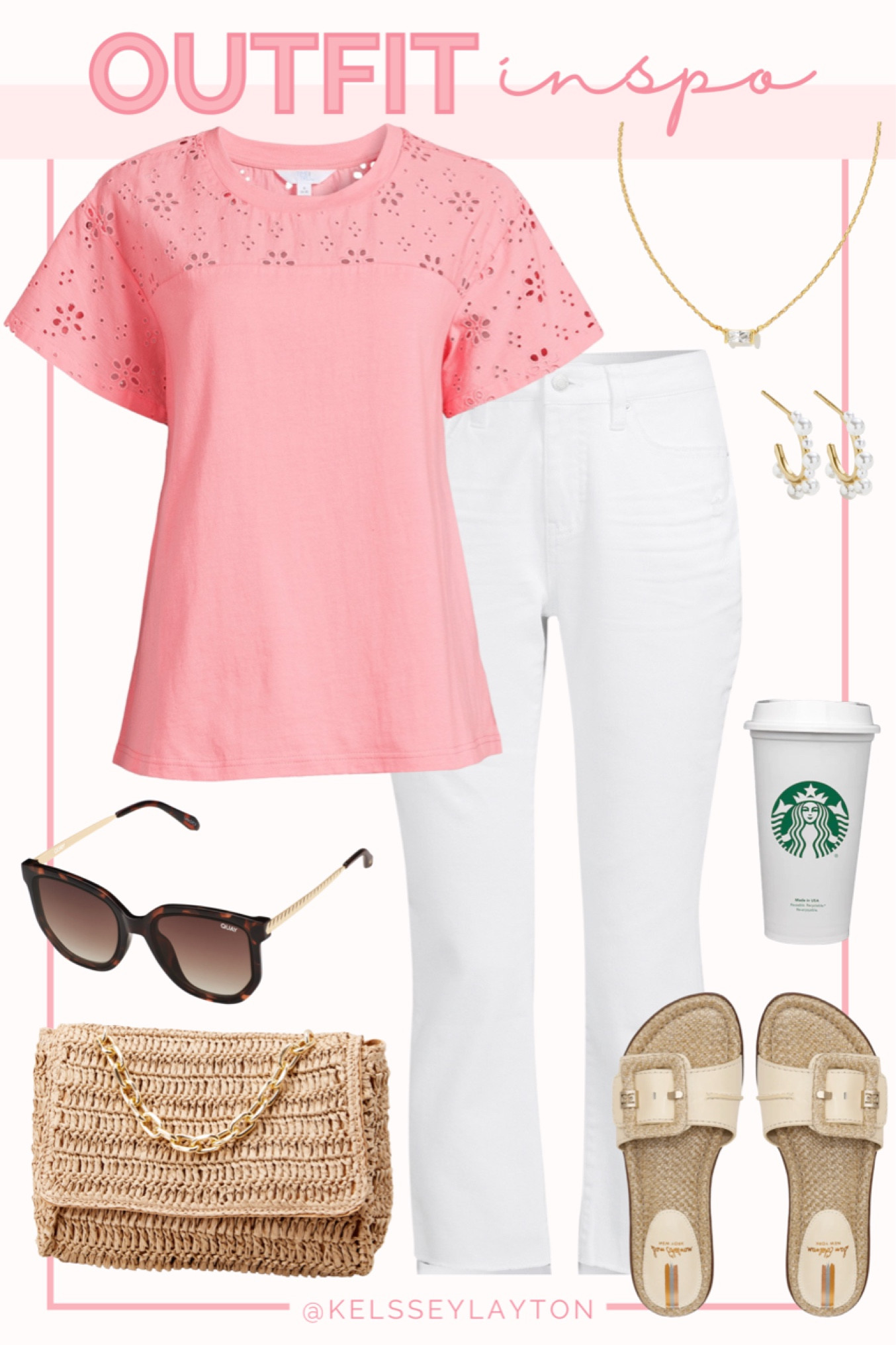 Outfit idea, time and tru, Walmart outfit, Walmart fashion, spring outfit, eyelet top, white jeans, woven bag, Sam Edelman sandals 

#LTKshoecrush #LTKstyletip #LTKunder50