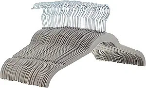 Amazon Basics Slim, Velvet, Non-Slip Shirt Clothes Hangers, Gray/Silver - Pack of 50 | Amazon (US)