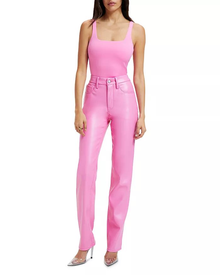 Faux Leather Good Icon High Rise Straight Leg Jeans in Sp03 | Bloomingdale's (US)