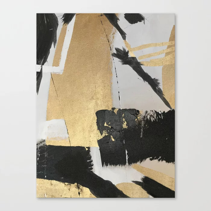 Gold Leaf Black Abstract Canvas Print by Myartspace - SMALL | Society6
