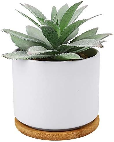 Hopewood Succulent Plants Artificial - Faux Agave Succulent Plant in Ceramic Pots with Bamboo Tra... | Amazon (US)
