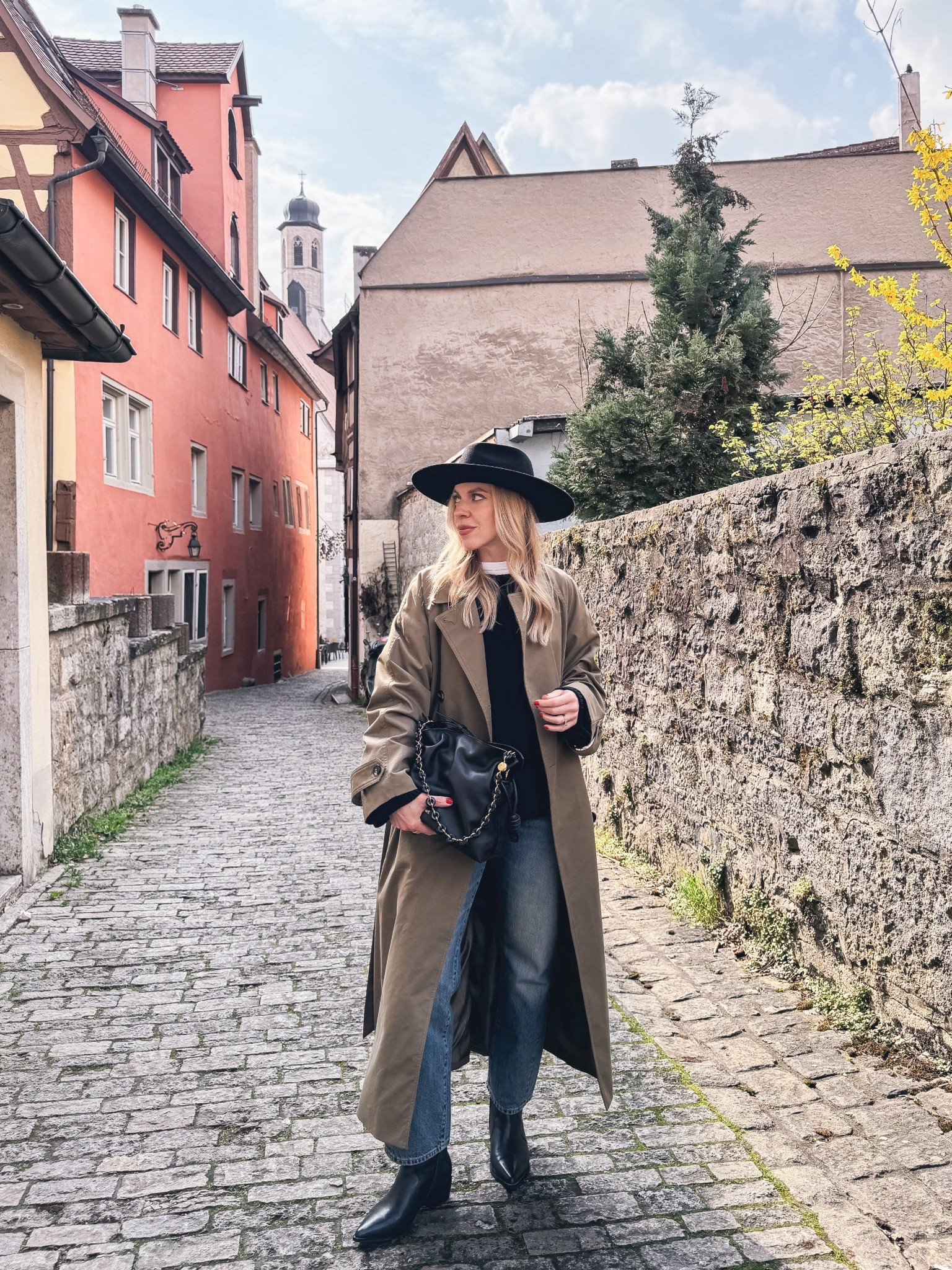 Travel look, spring outfit, olive green trench coat, @Zara cropped straight leg jeans, Loewe Flamenco pouch handbag, @Janessa Leone black wool hatt

#LTKTravel #LTKOver40 #LTKSeasonal