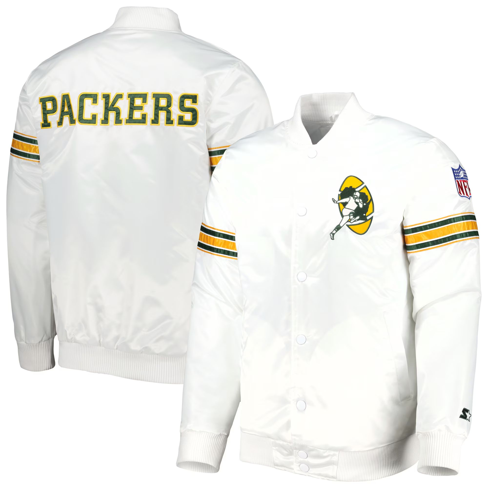 Green Bay Packers Starter The Power Forward Full-Snap Jacket - White | Fanatics