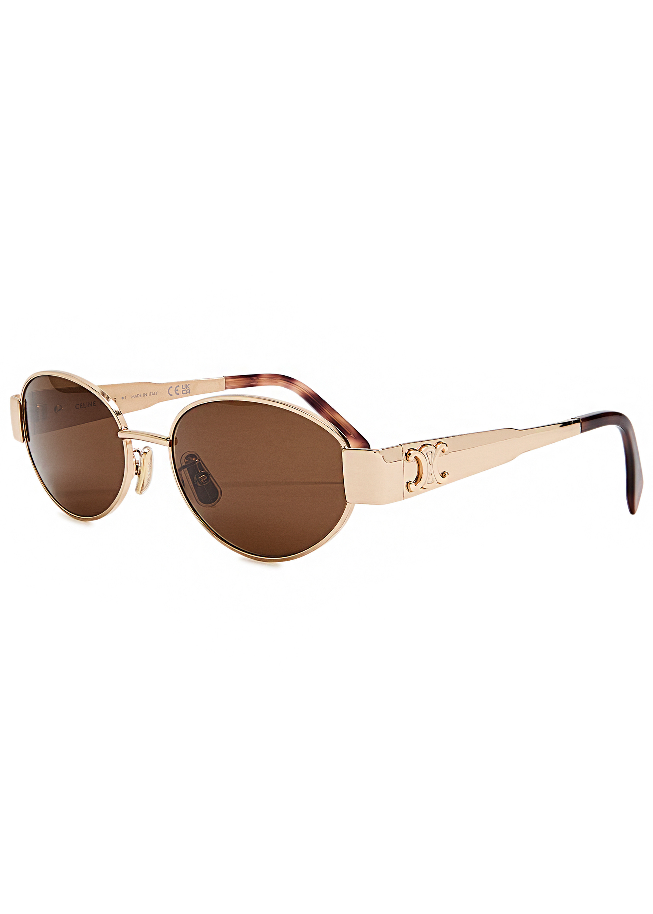 CELINE F TRIOMPHE ROUND METAL_24669_GOLD | Harvey Nichols