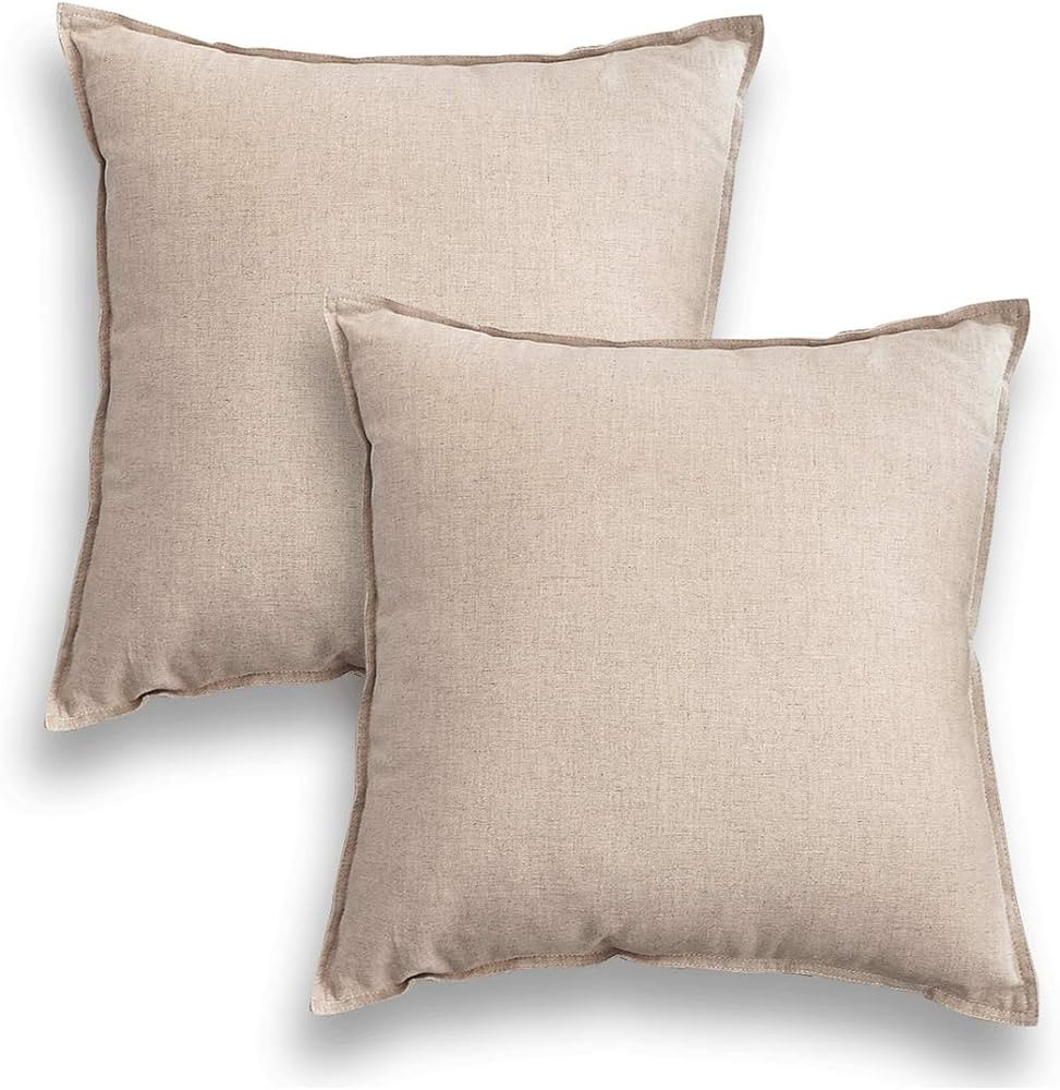 Jeanerlor Pack of 2 Natural Cotton Linen Soild Yellow Decorative Square 24 x 24 Inch Throw Pillow... | Amazon (US)