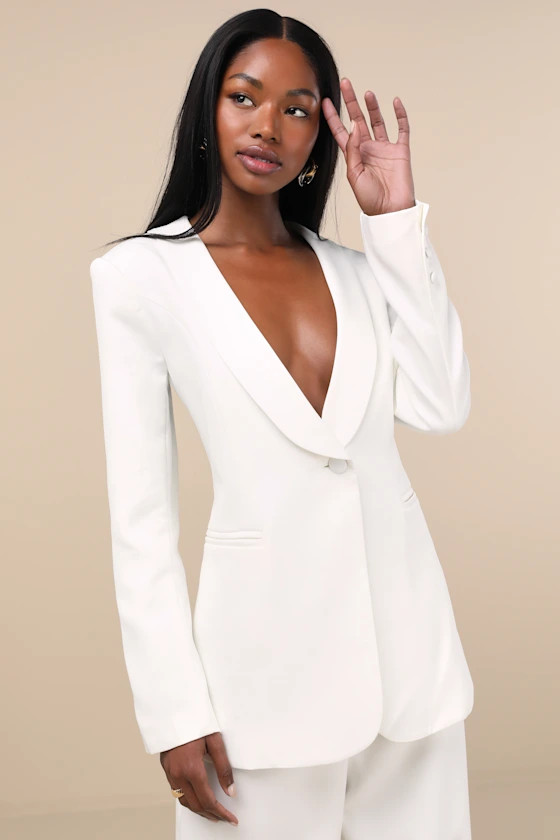 Florence Ivory Button-Front Blazer | Lulus