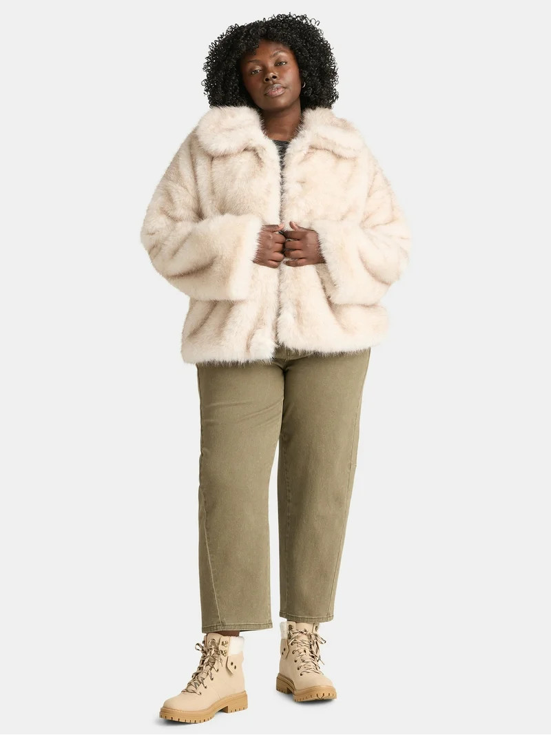 Time and Tru Women's Long Faux Fur Jacket, Sizes XS-3X | Walmart (US)