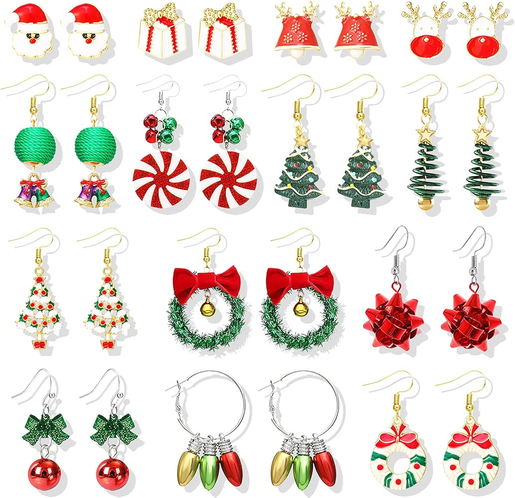 Christmas Earrings for Women Snowflake Christmas Tree Santa Candy Cane Earrings Holiday Winter Ea... | Amazon (US)