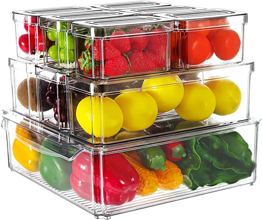 Foroyalife 10 Pack Refrigerator Organizer Bins, Stackable Fridge Organizers and Storage Clear, Pl... | Amazon (US)