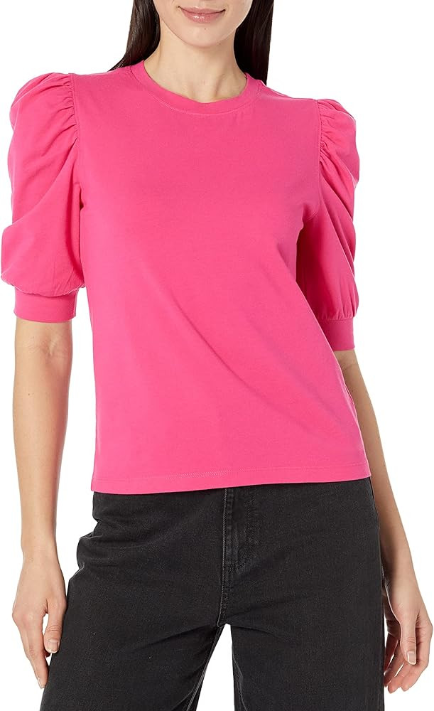 The Drop Women's Mariko Puff-Sleeve Crewneck Stretch Jersey T-Shirt | Amazon (US)
