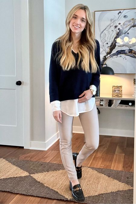 Thursdays work from home outfit. 💕 This sweater was a splurge, but I linked up a few similar ideas that are cheaper. Also, can we have a moment for the shoes? 😍

#workfromhomestyle #womensworkattire #workwear #wfh #businesscasual #toryburch 

#LTKshoecrush #LTKhome #LTKworkwear