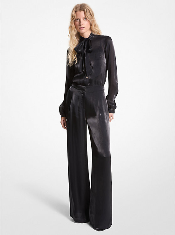 Metallic Crinkled Double Georgette Wide-Leg Trousers | Michael Kors (UK)