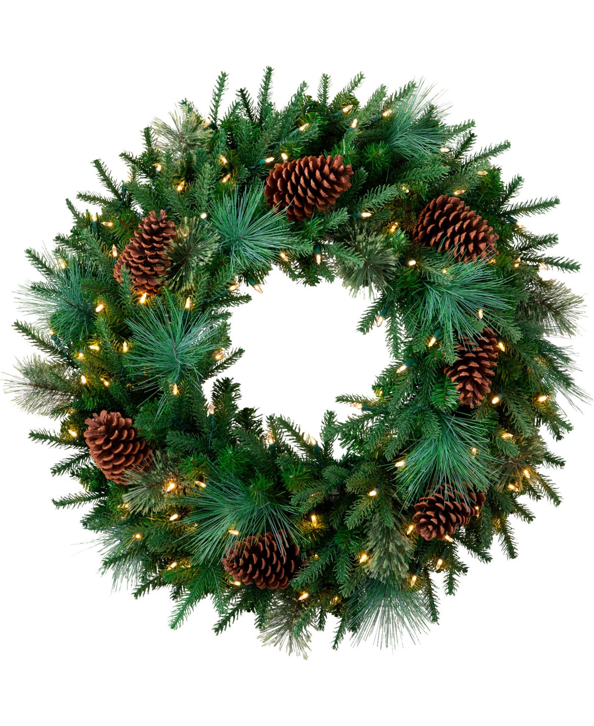 Balsam Hill 30" Mixed Pre-Lit Wreath - Green | Macy's