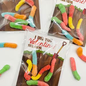I DIG YOU Gummy Worm Valentine's Day Treat Tags Cards Set of 12 {One Dozen} - Party Packs Availab... | Etsy (US)