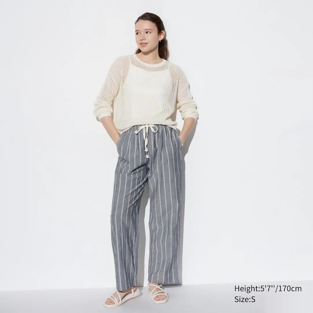 Linen Blend Striped Easy Trousers | UNIQLO (UK)