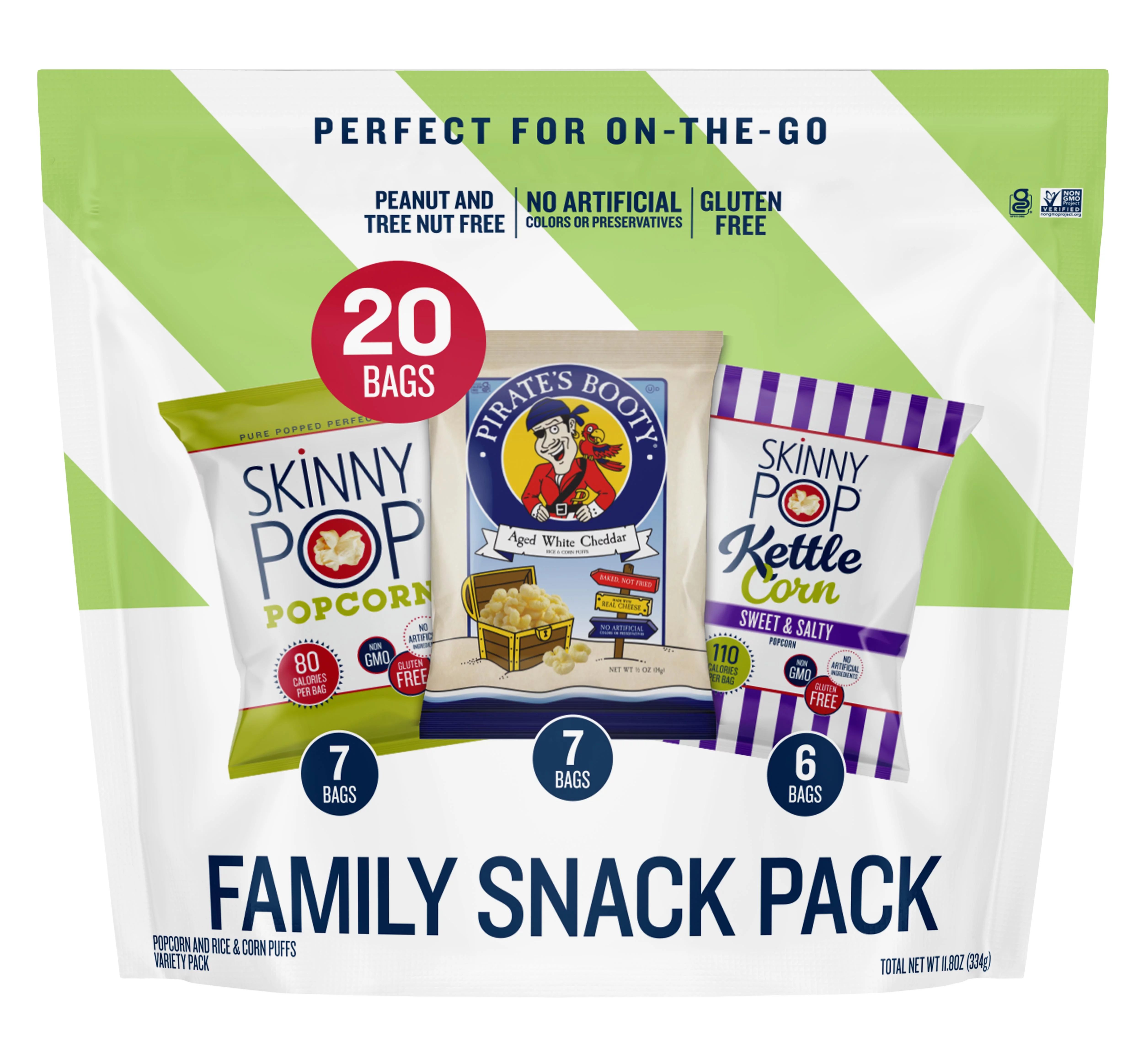 SkinnyPop and Pirate's Booty Gluten-Free Variety Pack, 0.5 oz Snack-Size Bags, 20 Count | Walmart (US)