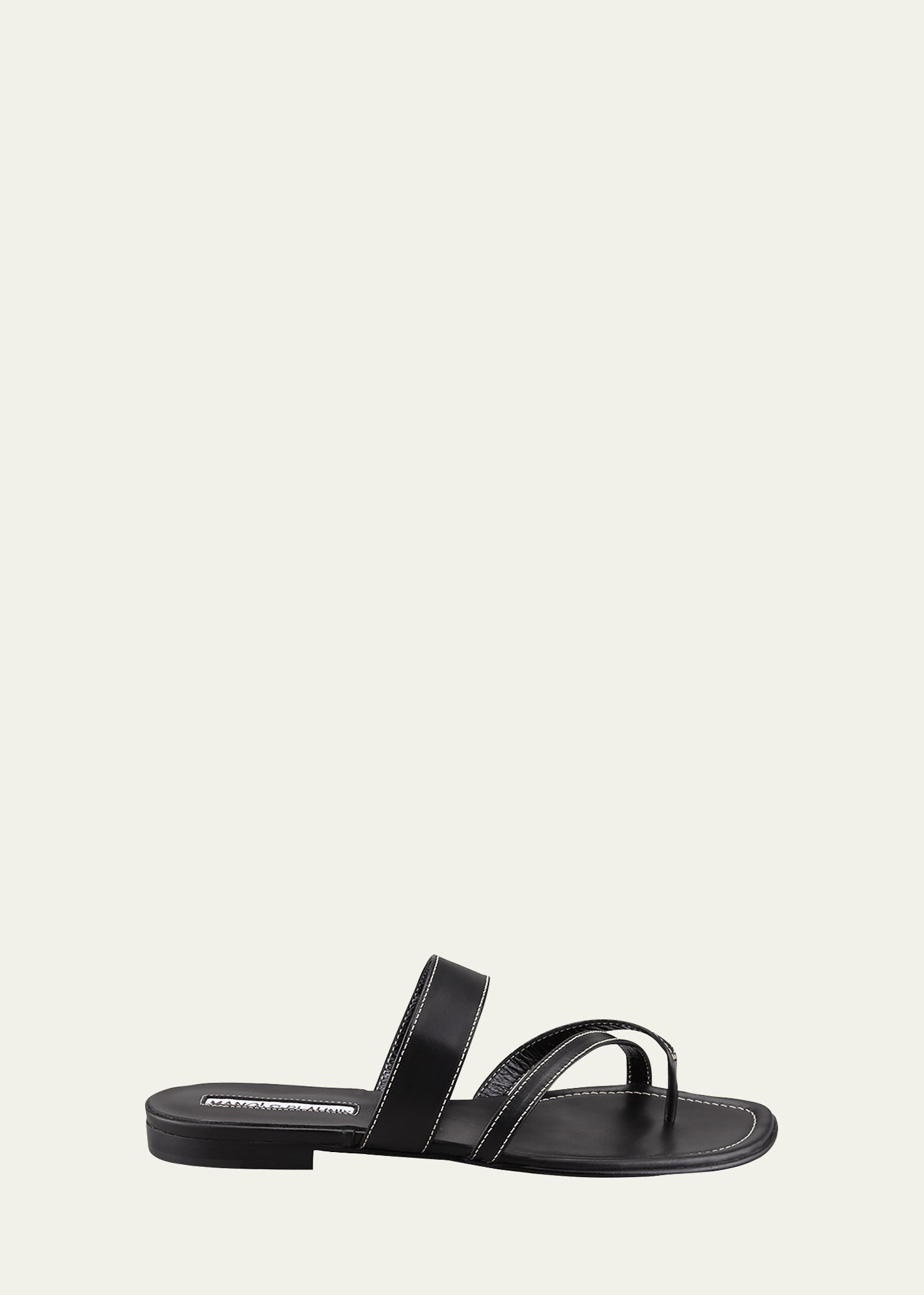 Manolo Blahnik Susa Flat Leather Sandals | Bergdorf Goodman