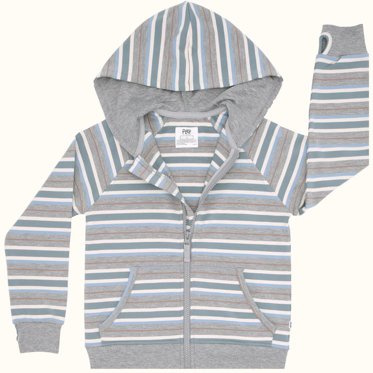 Vintage Teal Stripe Zip Hoodie | Little Sleepies