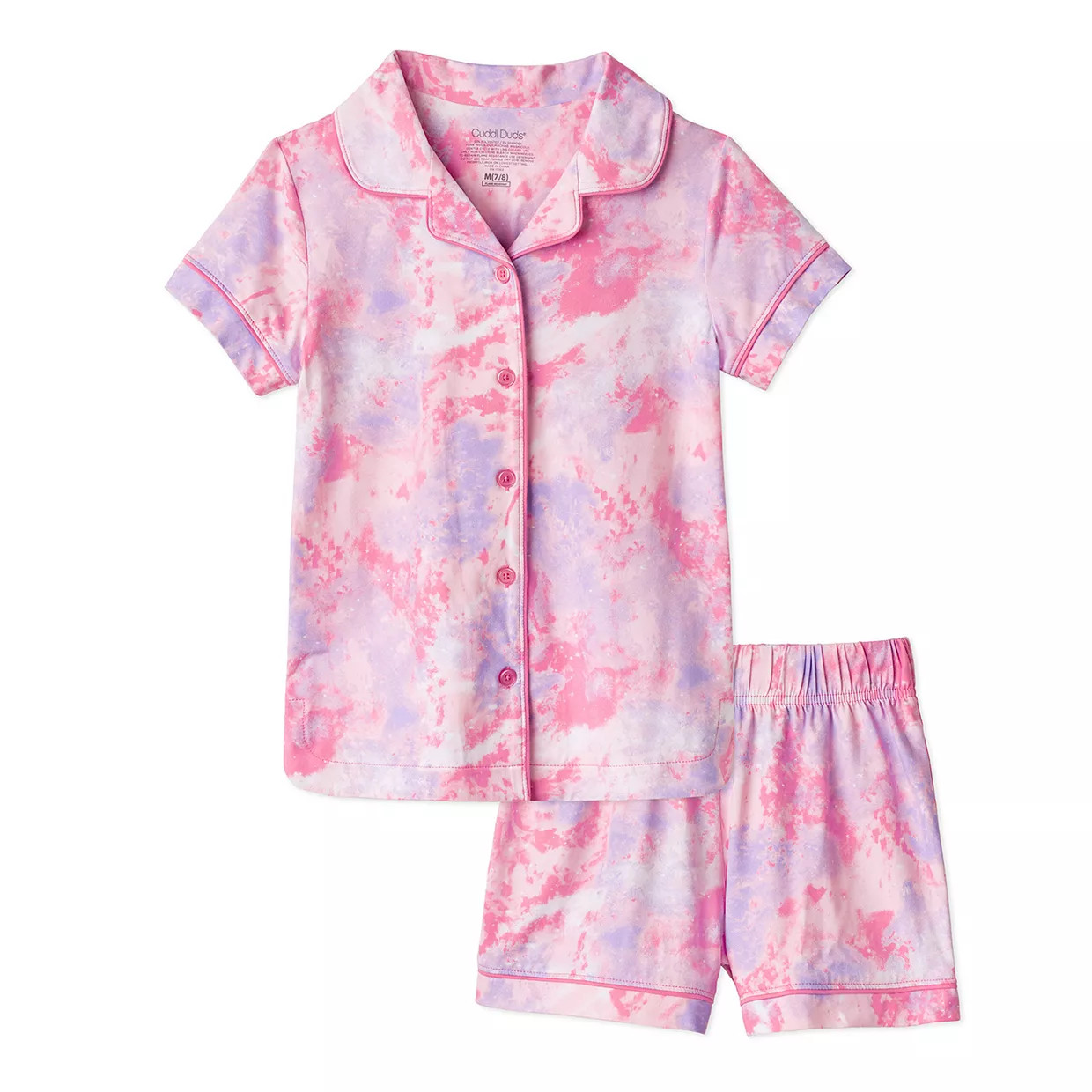 Girls 4-12 Cuddl Duds Allover Print Collared Pajama Top & Shorts Set | Kohl's