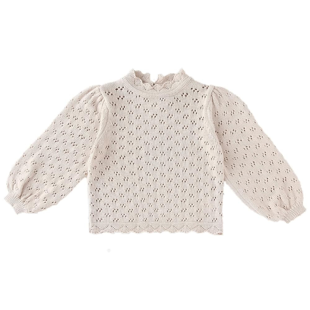 Baby Girls Lace Sweater Toddler Cotton Knit Pullovers Kids Crochet Ruffle Lantern Sleeve Blouses ... | Amazon (US)