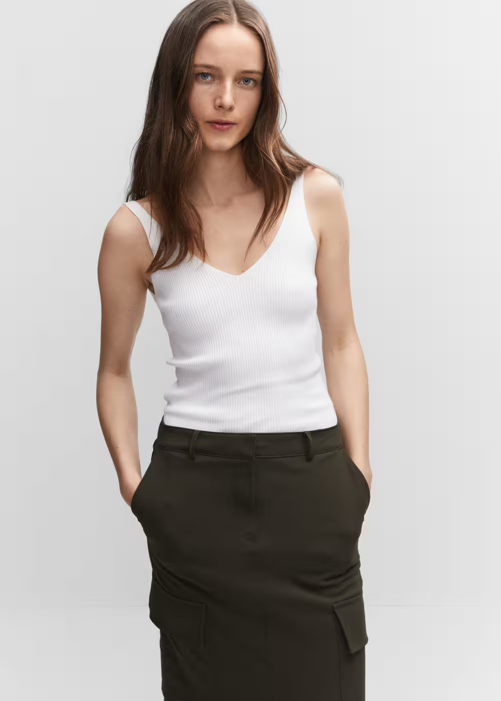 V-neck knitted top -  Women | Mango USA | MANGO (US)