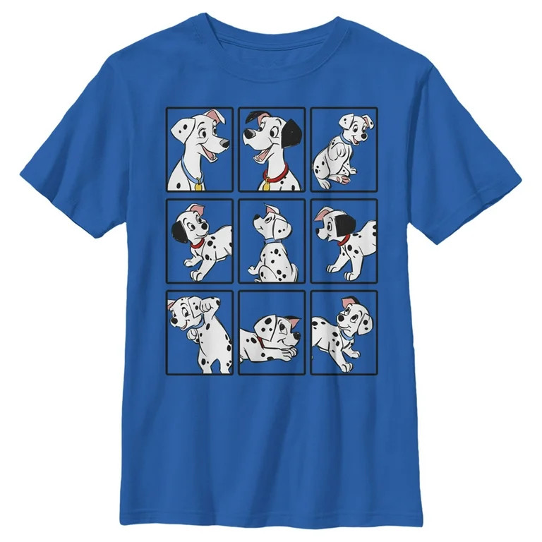 Boy's One Hundred and One Dalmatians Dog Family In Squares  Graphic Tee Royal Blue Small | Walmart (US)