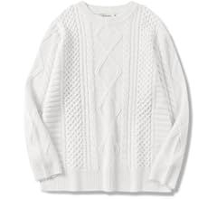 ANRABESS Women's Cable Knit Sweater 2023 Fall Oversized Long Sleeve Crewneck Chunky Vintage Casua... | Amazon (US)